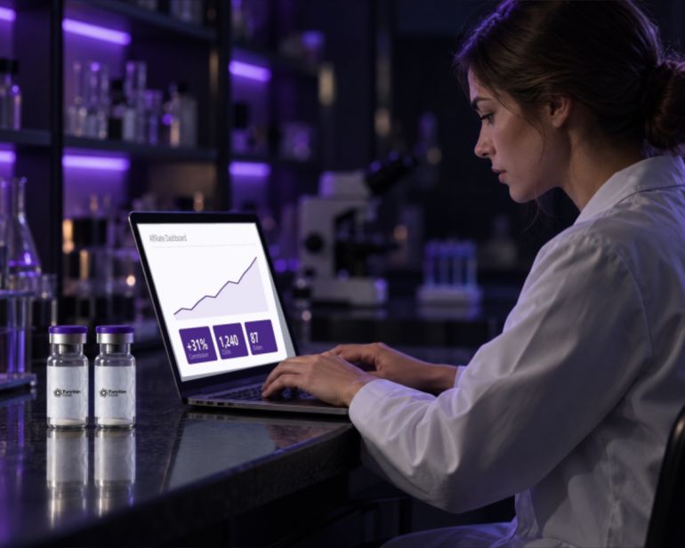 Function Dose affiliate dashboard in a laboratory