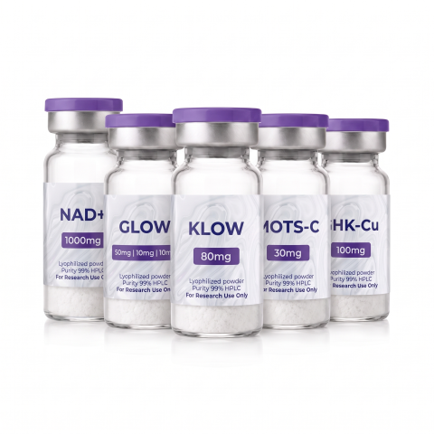 Dermal & Cellular Aging Research Kit — Glow-70 + KLOW-80 + MOTS-C 30mg + NAD⁺ 1,000mg + GHK-Cu 100mg Peptides - Thumbnail