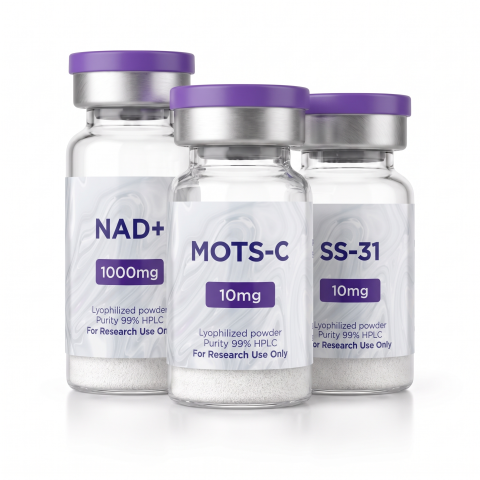 Cellular Aging & Senescence Research Kit — NAD⁺ 1,000mg + MOTS-C 10mg + SS-31 10mg Peptides - Thumbnail
