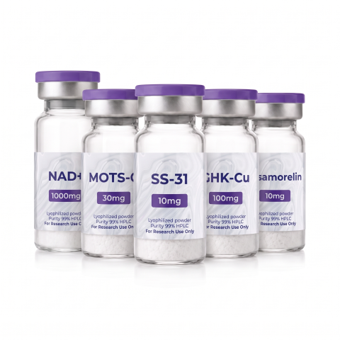 Advanced Research Collection — NAD⁺ 1,000mg + MOTS-C 30mg + SS-31 10mg + GHK-Cu 100mg + Tesamorelin 10mg Peptides - Thumbnail