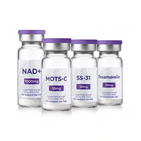 Cellular Aging & Senescence Research Kit — MOTS-C 10mg + SS-31 10mg + NAD⁺ 1,000mg + Tesamorelin 10mg Peptides - Thumbnail