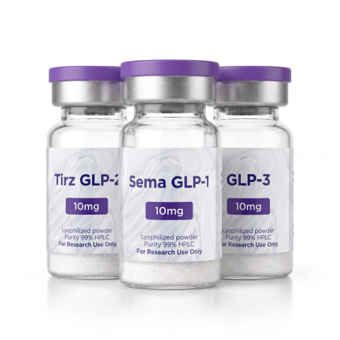 GLP-1 SM 10mg + GLP-2 TRZ 10mg + GLP-3 10mg Research Kit — Metabolic Peptides - Thumbnail