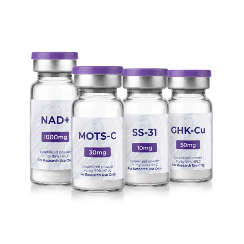 Advanced Cellular Aging & Senescence Research Kit — NAD⁺ 1,000mg + MOTS-C 30mg + SS-31 10mg + GHK-Cu 50mg Peptides - Thumbnail