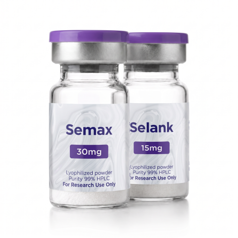 Semax 30mg + Selank 15mg Research Kit — Neuropeptide Signaling Peptides - Thumbnail
