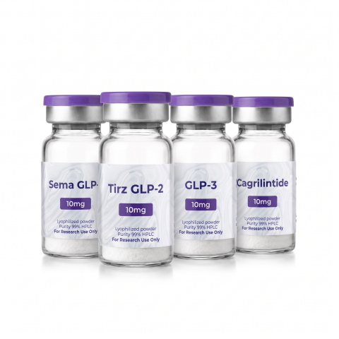 GLP-1 SM 10mg + GLP-2 TRZ 10mg + GLP-3 10mg + Cagrilintide 10mg Research Kit — Complete Metabolic Peptides - Thumbnail