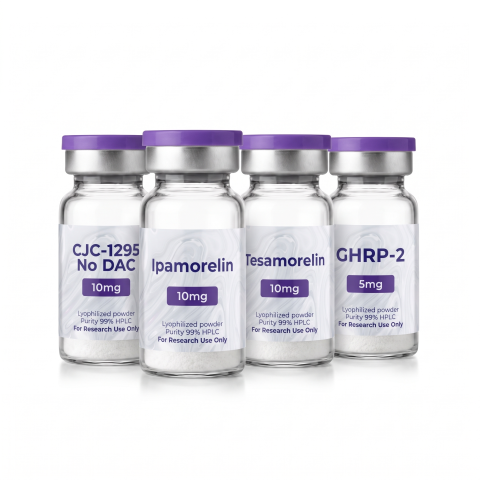 CJC-1295 w/o DAC 10mg + Ipamorelin 10mg + Tesamorelin 10mg + GHRP-2 5mg Research Kit — Advanced GH Peptides - Thumbnail